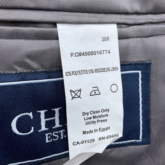 Chaps Blazer Men 38R Gray Herringbone Linen Blend Classic Career Suit Jacket NWT - Picture 10 of 11